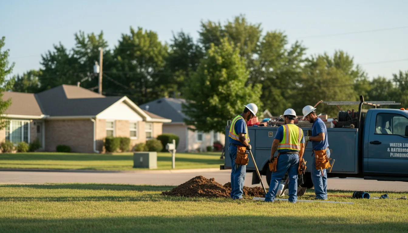 Residential water line and bathroom plumbing service in Achille, OK